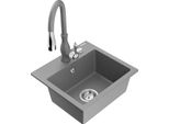 Mexen Milo Lavello Da Cucina In Granito A 1 Vasca Con Miscelatore Cucina Savita, Grigio - 6505-71-672601-71