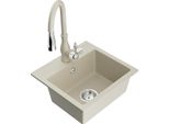 Mexen Milo Lavello Da Cucina In Granito 1-Vasca Con Miscelatore Savita, Beige - 6505-69-672601-69