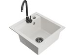 Mexen Vito Lavello Da Cucina In Granito A 1 Vasca Con Miscelatore Telma, Bianco - 6503-20-670200-70