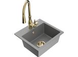 Mexen Milo Lavello In Granito A 1 Vasca Con Rubinetto Da Cucina Savita, Grigio - 6505-71-672601-50