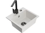 Mexen Milo Lavello Da Cucina In Granito A 1 Vasca Con Miscelatore Cucina Rita, Bianco - 6505-20-670300-70
