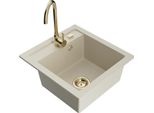 Mexen Vito Lavello Da Cucina In Granito A 1 Vasca Con Rubinetto Da Cucina Telma, Beige - 6503-69-670200-50