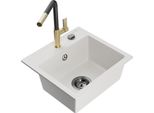 Mexen Milo Lavello In Granito A 1 Vasca Con Miscelatore Cucina Flora, Bianco - 6505-20-670401-57-B