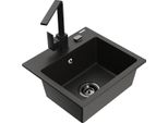 Mexen Milo Lavello In Granito A 1 Vasca Con Miscelatore Da Cucina Rita, Nero/Oro Metallico - 6505-75-670300-70-B