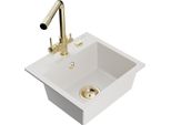 Mexen Milo Lavello In Granito A 1 Vasca Con Rubinetto Da Cucina Duero, Bianco - 6505-20-671600-50