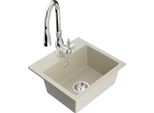 Mexen Milo Lavello In Granito A 1 Vasca Con Rubinetto Da Cucina Savita, Beige - 6505-69-672601-00
