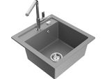 Mexen Vito Lavello Da Cucina In Granito A 1 Vasca Con Miscelatore Flora, Grigio - 6503-71-670401-00