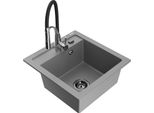 Mexen Vito Lavello In Granito A 1 Vasca Con Miscelatore Da Cucina Aster, Grigio - 6503-71-73450-07-B
