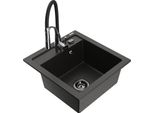 Mexen Vito Lavello Da Cucina In Granito 1 Vasca Con Miscelatore Aster, Nero/Oro Metallizzato- 6503-75-73450-07-B