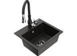 Mexen Milo Lavello In Granito A 1 Vasca Con Rubinetto Da Cucina Savita, Nero/Oro Metallizzato- 6505-75-672601-70-B