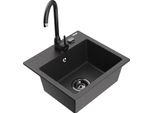 Mexen Milo Lavello In Granito A 1 Vasca Con Miscelatore Da Cucina Telma, Nero Maculato - 66505-76-670200-70-B