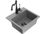 Mexen Milo Lavello In Granito A 1 Vasca Con Rubinetto Da Cucina Carla, Grigio - 6505-71-670700-70-B