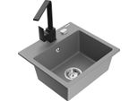 Mexen Milo Lavello In Granito A 1 Vasca Con Rubinetto Da Cucina Rita, Grigio - 6505-71-670300-70