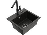 Mexen Milo Lavello In Granito A 1 Vasca Con Miscelatore Cucina Flora, Nero/Oro Metallizzato - 6505-75-670401-70-B