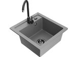 Mexen Vito Lavello Da Cucina In Granito 1 Vasca Con Rubinetto Telma, Grigio - 6503-71-670200-70-B