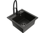 Mexen Vito Lavello In Granito A 1 Vasca Con Rubinetto Da Cucina Aster, Nero/Oro Metallizzato- 6503-75-73450-70-B