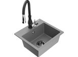 Mexen Milo Lavello In Granito A 1 Vasca Con Miscelatore Da Cucina Savita, Grigio - 6505-71-672601-70-B