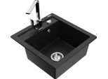 Mexen Vito Lavello In Granito A 1 Vasca Con Miscelatore Da Cucina Rita, Nero - 6503-77-670300-00