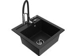 Mexen Vito Lavello In Granito A 1 Vasca Con Miscelatore Da Cucina Aster, Nero - 6503-77-73450-07-B