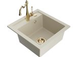 Mexen Vito Lavello In Granito Con 1 Vasca E Rubinetto Da Cucina Carla, Beige - 6503-69-670700-50