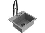 Mexen Milo Lavello In Granito A 1 Vasca Con Rubinetto Da Cucina Aster, Grigio - 6505-71-73450-07-B