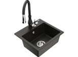 Mexen Milo Lavello Da Cucina In Granito A 1 Vasca Con Miscelatore Savita, Nero/Oro Metallizzato - 6505-75-672601-70