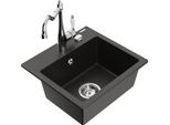 Mexen Milo Lavello Da Cucina In Granito A 1 Vasca Con Miscelatore Da Cucina Carla, Nero/Oro Metallizzato - 6505-75-670700-00