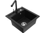 Mexen Vito Lavello In Granito 1-Vasca Con Miscelatore Da Cucina Duero, Nero - 6503-77-671600-70