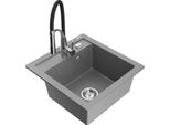 Mexen Vito Lavello Da Cucina In Granito A 1 Vasca Con Miscelatore Cucina Aster, Grigio - 6503-71-73450-07