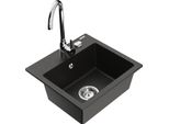 Mexen Milo Lavello Da Cucina In Granito A 1 Vasca Con Rubinetto Telma, Nero/Oro - 6505-75-670200-00