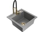 Mexen Vito Lavello In Granito A 1 Vasca Con Miscelatore Cucina Aster, Grigio - 6503-71-73450-57-G
