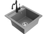 Mexen Vito Lavello In Granito A 1 Vasca Con Miscelatore Da Cucina Carla, Grigio - 6503-71-670700-70