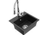 Mexen Milo Lavello In Granito A 1 Vasca Con Miscelatore Da Cucina Savita, Nero/Oro Metallizzato- 6505-75-672601-00