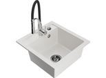 Mexen Vito Lavello In Granito 1 Vasca Con Rubinetto Cucina Aster, Bianco - 6503-20-73450-07-B