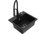 Mexen Milo Lavello In Granito A 1 Vasca Con Rubinetto Da Cucina Aster, Nero - 6505-77-73450-70-B