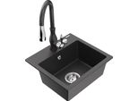 Mexen Milo Lavello Da Cucina In Granito Con 1 Vasca E Miscelatore Savita, Nero Maculato - 6505-76-672601-76