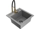 Mexen Vito Lavello Da Cucina In Granito 1 Vasca Con Rubinetto Aster, Grigio - 6503-71-73450-57-B