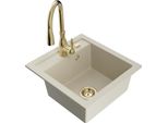 Mexen Vito Lavello In Granito A 1 Vasca Con Rubinetto Da Cucina Savita, Beige - 6503-69-672601-50