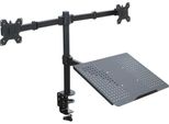 Supporto Da Tavolo Per 2 Monitor Led/Lcd 13-27" Art L-25 + Ripiano Per Laptop 10 Kg Nero"