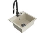 Mexen Milo Lavello In Granito A 1 Vasca Con Rubinetto Da Cucina Savita, Beige - 6505-69-672601-70