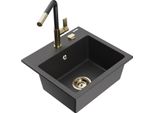 Mexen Milo Lavello In Granito A 1 Vasca Con Miscelatore Cucina Flora, Nero Maculato - 6505-76-670401-57-G