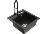 Mexen Vito Lavello In Granito A 1 Vasca Con Rubinetto Da Cucina Aster, Nero/Oro Metallizzato- 6503-75-73450-07