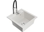 Mexen Vito Lavello In Granito 1-Vasca Con Miscelatore Cucina Aster, Bianco - 6503-20-73450-07