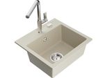 Mexen Milo Lavello In Granito A 1 Vasca Con Rubinetto Da Cucina Flora, Beige - 6505-69-670401-00