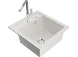 Mexen Vito Lavello In Granito A 1 Vasca Con Miscelatore Da Cucina Flora, Bianco - 6503-20-670401-06