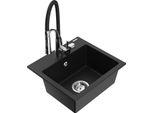 Mexen Milo Lavello In Granito A 1 Vasca Con Miscelatore Da Cucina Aster, Nero - 6505-77-73450-07