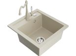 Mexen Vito Lavello In Granito A 1 Vasca Con Rubinetto Da Cucina Carla, Beige - 6503-69-670700-69