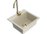 Mexen Milo Lavello In Granito A 1 Vasca Con Rubinetto Da Cucina Telma, Beige - 6505-69-670200-50