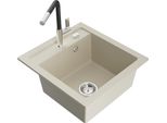 Mexen Vito Lavello In Granito A Una Vasca Con Miscelatore Da Cucina Flora, Beige - 6503-69-670401-07