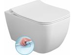 Wc Sospeso Vea, Senza Bordo, 34,5X52 Cm, Bianco